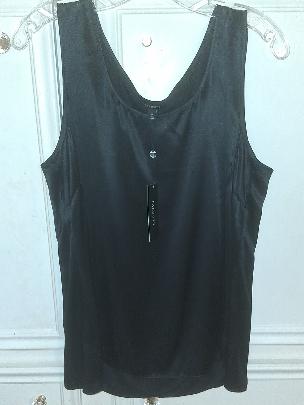 Talbots Black Satin Scoop Neck Camisole Size:Large